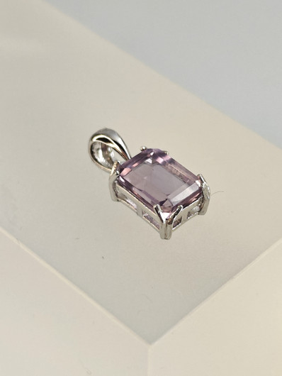 individual silver pendant with real Amethyst