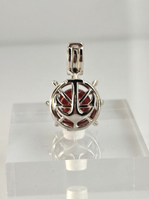 individual silver opening pendant and chain with decorative stone