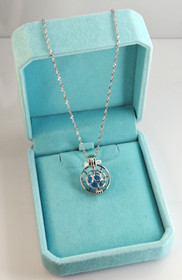 individual silver opening pendant and chain with decorative stone