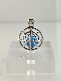 individual silver opening pendant and chain with decorative stone