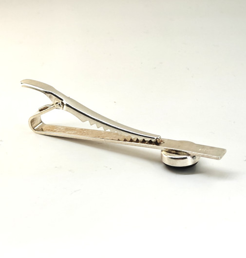 Vintage hopeinen solmio / kravatti pidin labradoriitillä