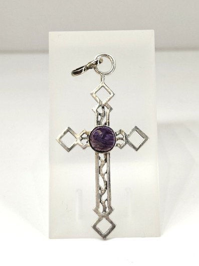 Vintage hopeinen ametisti riipus