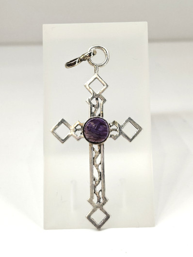 Vintage hopeinen ametisti riipus