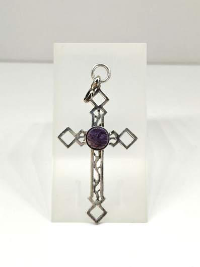 Vintage hopeinen ametisti riipus