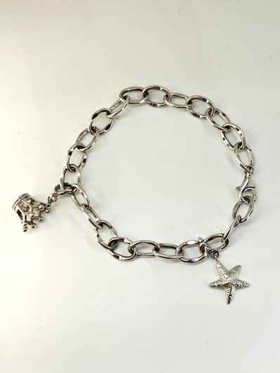 Vintage hopeinen rannekoru 