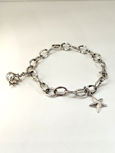 Vintage hopeinen rannekoru 