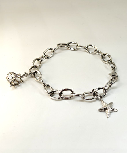 Vintage hopeinen rannekoru 