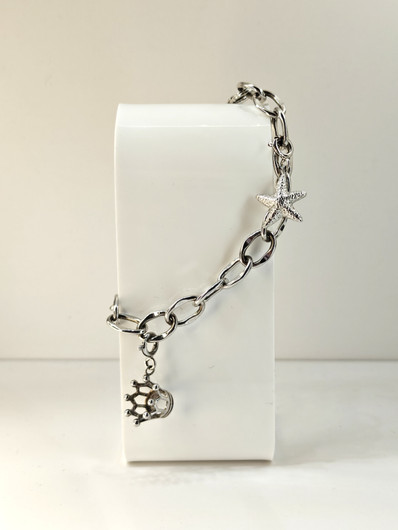 Vintage hopeinen rannekoru 