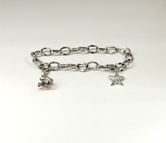 Vintage hopeinen rannekoru 