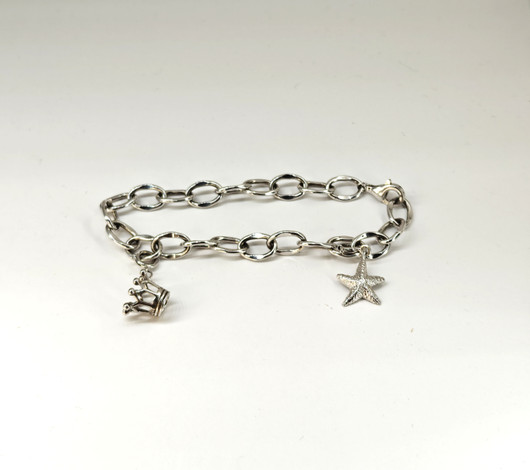 Vintage hopeinen rannekoru 