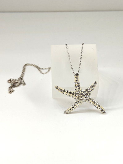 Vintage hopeinen riipus ketjulla