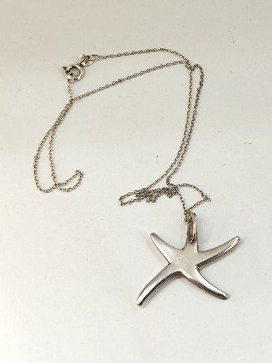 Vintage hopeinen riipus ketjulla