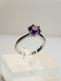 individual silver ring with real Amethyst