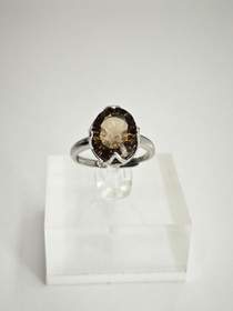 individual adjustable silver ring with smokey Quartz
