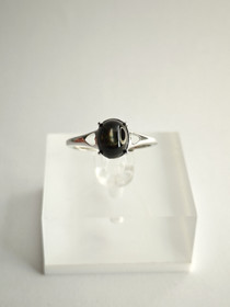 individual adjustable silver ring with real star Sapphire 