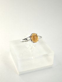 individual adjustable silver ring with real Opal
