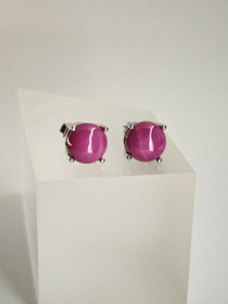 individual silver synthetic ruby earrings 