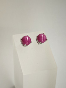 individual silver synthetic ruby earrings 