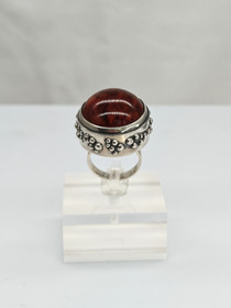 Vintage hopeinen Itä-meren meripihka sormus