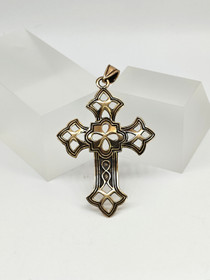 Vintage kullan sävyinen hopeinen risti riipus