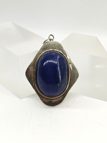 Vintage hopeinen lapis lazuli riipus 