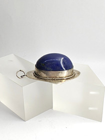 Vintage hopeinen lapis lazuli riipus 
