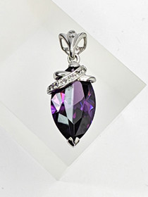 Vintage hopeinen ametisti riipus 