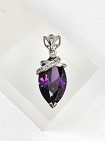 Vintage hopeinen ametisti riipus 