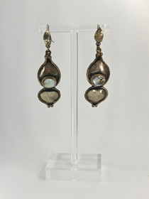 Vintage hopeisiet korvakorut korukivillä