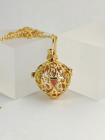 individual silver gold colored opening pendant and chain with decorative stone