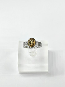 individual adjustable silver ring with real Citrine and decorative stones