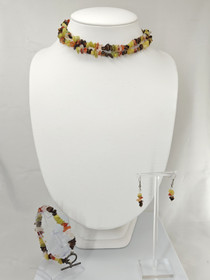 Vintage setti kaulakoru, rannekoru ja korvakorut