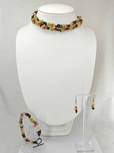 Vintage setti kaulakoru, rannekoru ja korvakorut