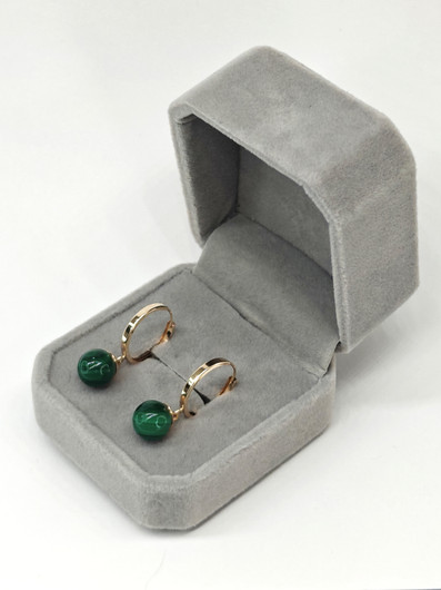 Vintage kultaiset malakiitti korvakorut 