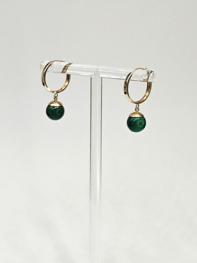 Vintage kultaiset malakiitti korvakorut 