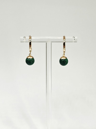 Vintage kultaiset malakiitti korvakorut 