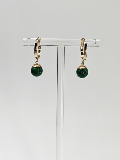 Vintage kultaiset malakiitti korvakorut 