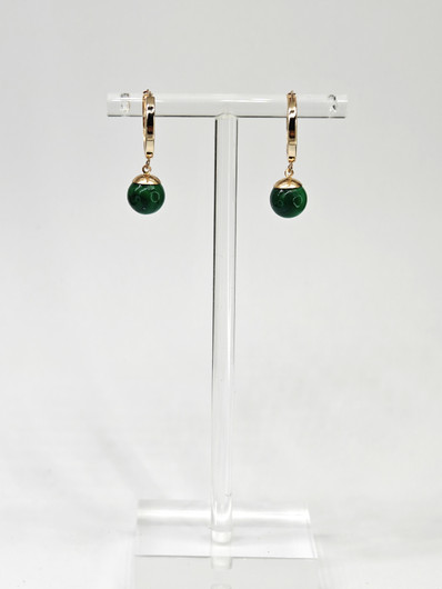 Vintage kultaiset malakiitti korvakorut 