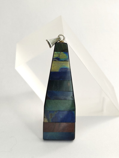 Vintage hopeinen spektroliitti riipus