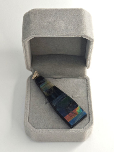 Vintage hopeinen spektroliitti riipus