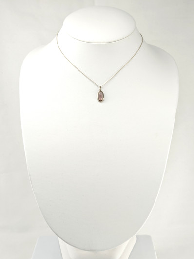 Vintage hopeinen ruusu kvartsi riipus ketjulla