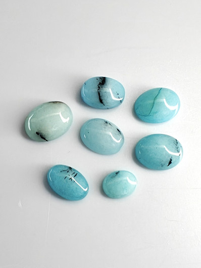 Turkoosi erä  7 kpl ( 14 x 11 - 9 x 7 mm) ovaali