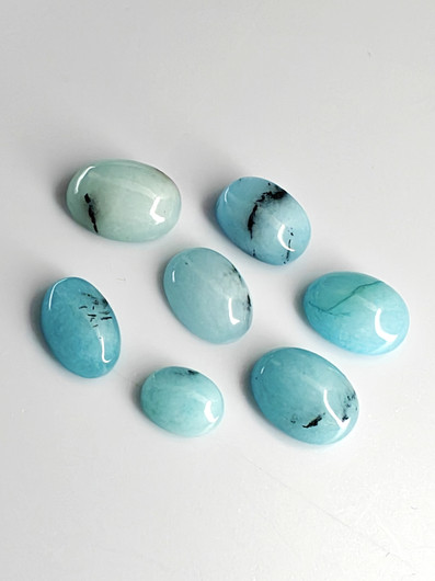 Turkoosi erä  7 kpl ( 14 x 11 - 9 x 7 mm) ovaali