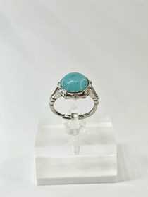 unique adjustable silver ring with turquoise