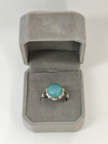 unique adjustable silver ring with turquoise