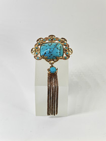 Vintage kullattu turkoosi rintakoru