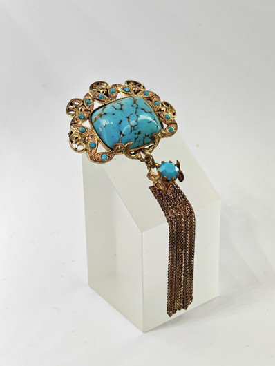 Vintage kullattu turkoosi rintakoru