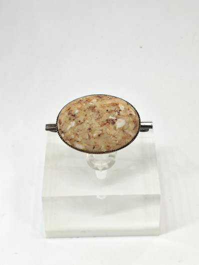 Vintage hopeinen koralli rintakoru