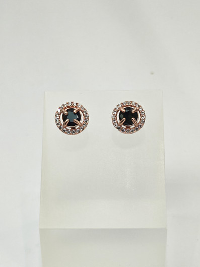 yksilöllinen kullan sävyiset hopeiset onyx korvakorut koristekivillä