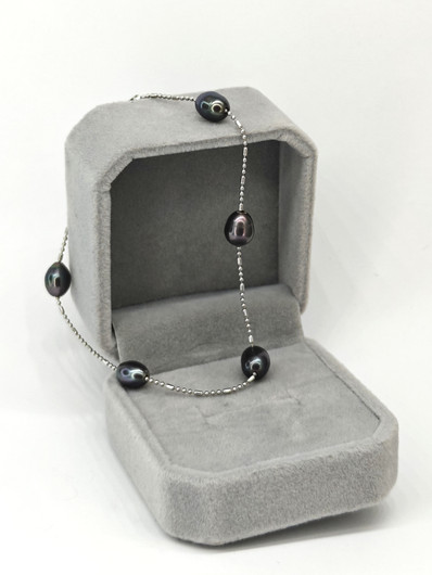 Vintage kolmen setti hopeinen luonnonhelmi rannekoru ja kaulakoru